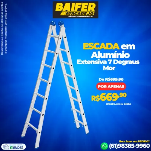 Escada Extensiva 7 Degraus em Aluminio Mor