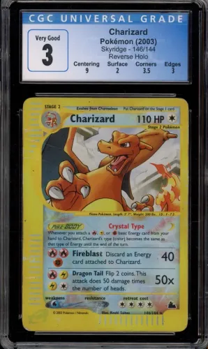 2003 Pokemon Skyridge #146 Charizard Reverse Holo CGC 3 Inglês