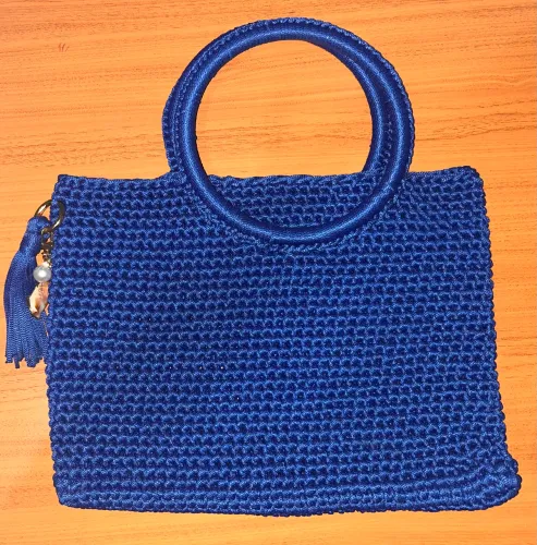 Bolsa Feminina Artesanal Azul Royal com Tassel 