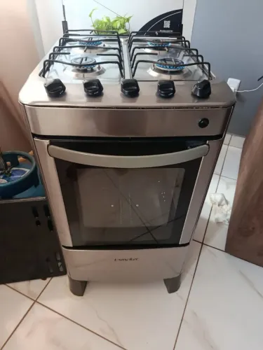 Fogão esmaltec inox acendimento manual funciona perfeitamente