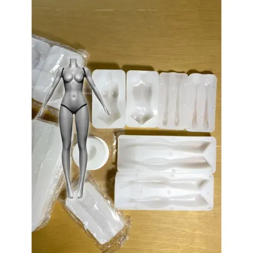 Kit Molde de Silicone Corpo Feminino (Tronco, Pernas, Braços + Cabeça de Brinde) Biscuit