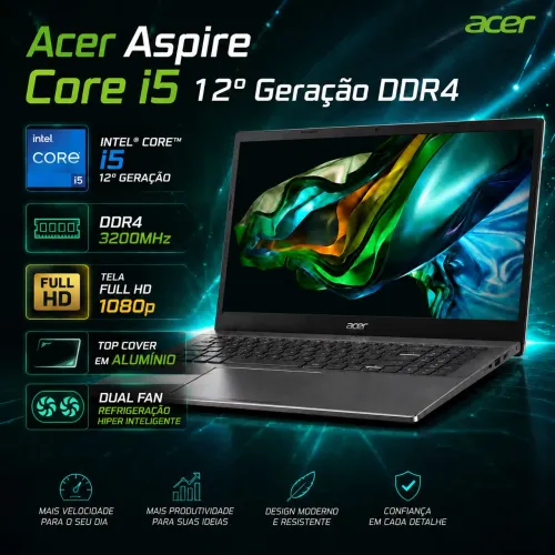 Notebook Acer Aspire Core i5 12° Ger DDR4 (A pronta entrega)