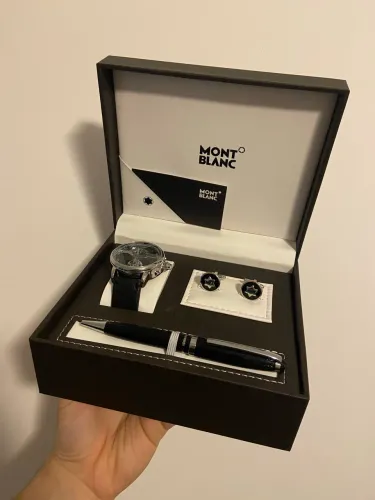 Kit Montblanc: Relógio, Caneta e Abotoadura