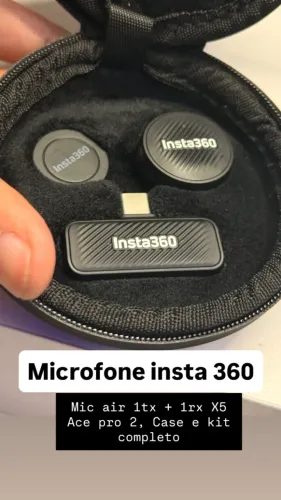 Microfone Original Insta360 Mic Air 1 Tx + 1 Rx X5 Ace Pro 2 Preto