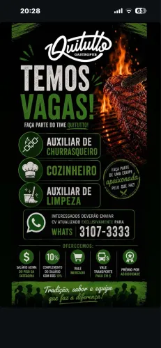 VAGAS - GASTROPUB NO ÁGUA VERDE