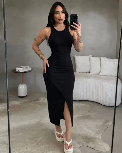 Vestido Midi Ribanna Algodão Premium 