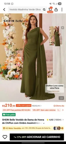 Vestido novinho shein verde militar para festa