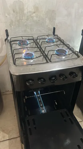 Fogão 4 bocas preto esmaltec funcionando tudo
