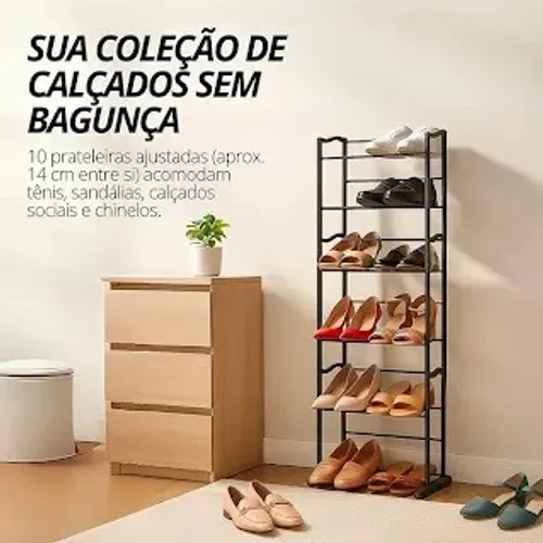 Sapateira Alta Estreita Moderna Multiuso 10 Andares 20 Pares