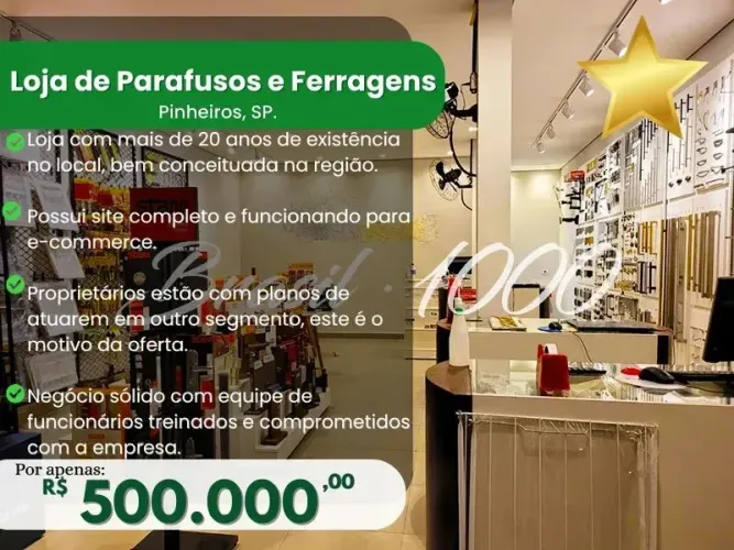 Loja de Parafusos e Ferragens em Pinheiros, SP.  (Cod. 111957)