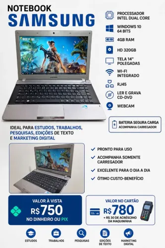 Notebook Samsung, oportunidade pra sair rápido  (vendo ou troco)