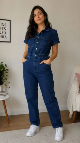 Macacão jeans tam 36