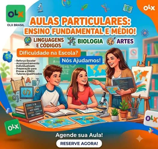 Aulas Particulares e Reforço Escolar | Linguagens, Biologia e Artes (Fund. e Médio)