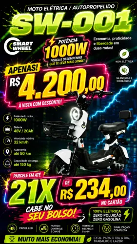 Moto elétrica 1000W Oportunidade NOVA EM 21X