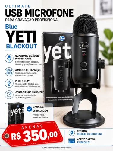 Microfone Blue YETI BLACKOUT 