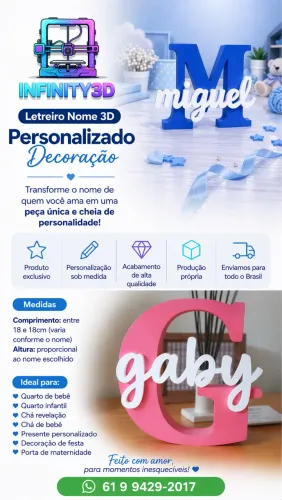Letreiro Infantil 3d Personalizado Nome Do Seu Bebê