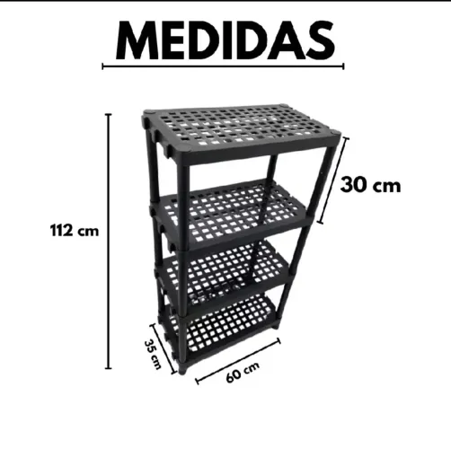 Estante 4 prateleiras polipropileno preta