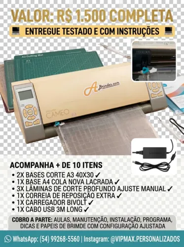 VENDO SILHOUETTE CAMEO1 TAMANHO A3 COMPLETO COM 10 ACESSORIOS E TETE