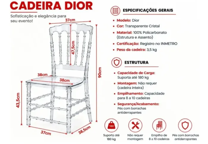Cadeiras Dior em policarbonato transparente