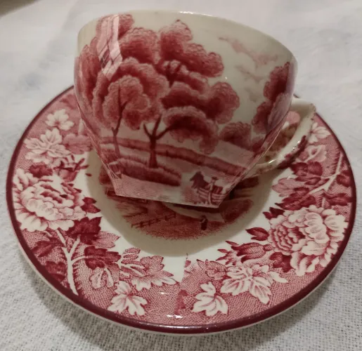 Tigela e jogo de chá porcelana Woods ware