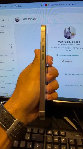 iPhone 15 pro max tela trocada 256g branco