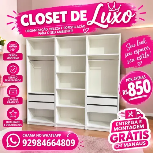 CLOSET DIRETO DA FÁBRICA + ENTREGA GRÁTIS