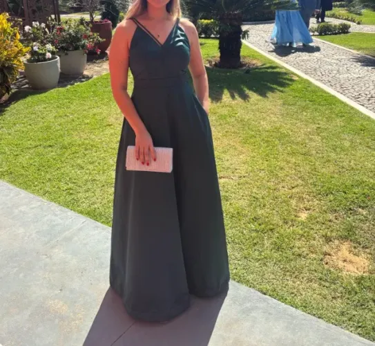 Vestido de festa verde esmeralda