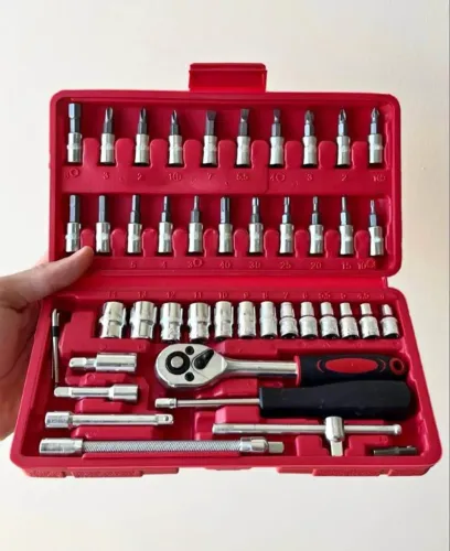 Jogo de Ferramentas 46 Peças Kit Profissional com Maleta