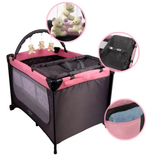 Berço Infantil Portátil Cercado Desmontável Mobile - Baby Style 0-18kg