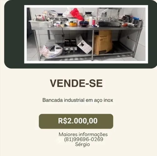 Bancada industrial em aço inox 