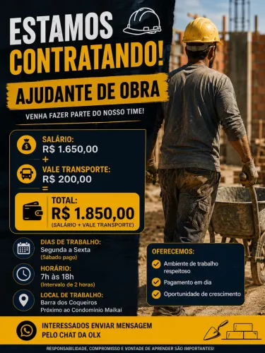 VAGA: AJUDANTE DE OBRA
