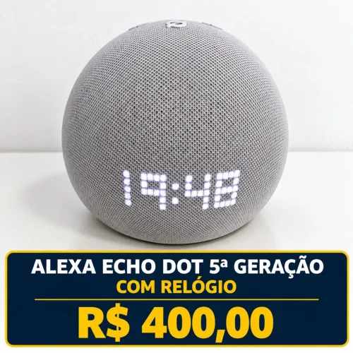 Alexa Amazon Echo Dot (5ª Geração) com Relógio.