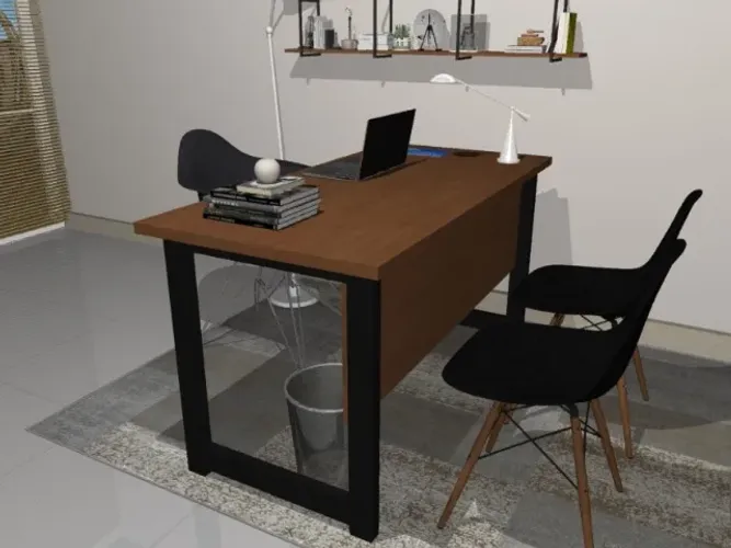 Mesa de Escritório Delluxe Wood. Em Madeira Maciça: L120cm x P60cm x A74cm