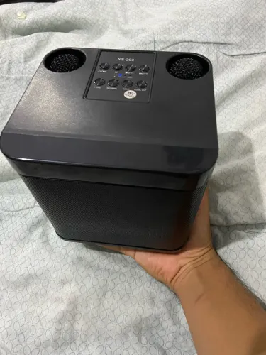 Caixinha Karaokê Bluetooth YS-203 com Efeitos de Voz e 2 Microfones