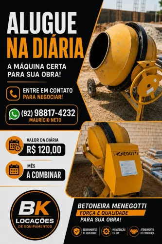 Locação de betoneira Menegotti 400 litros