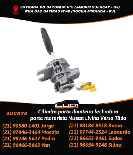 Cilindro porta dianteira fechadura porta motorista Nissan Livina Versa Tiida