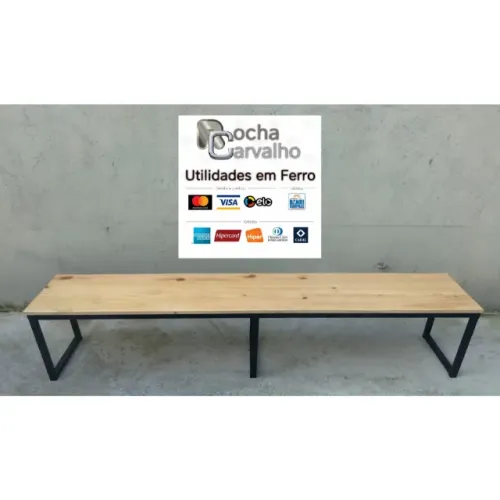 Banco Industrial 2,00x0,35x0,45. Metalon e Pinus. Sob Encomenda.