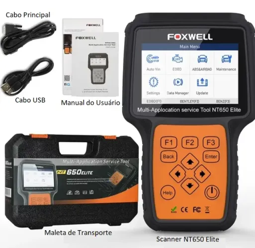 Scanner Automotivo Foxwell NT650 Elite em Português Diagnóstico Profissional AF e OBD2