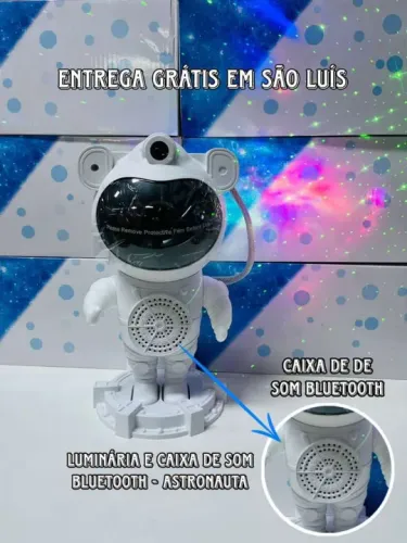 Robo astronauta Luminária e Caixa de Som Bluetooth - ENTREGA A DOMICÍLIO