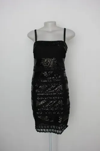Vestido Mng Suit Feminino Preto Com Renda E Paetê - Tam P