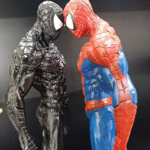 2 Bonecos do Homem-Aranha x Spider Black Resina figure action 20cm