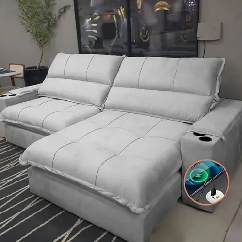 Sofá Retrátil e Reclinável Zeus 2,50 m - Entrega Rápida
