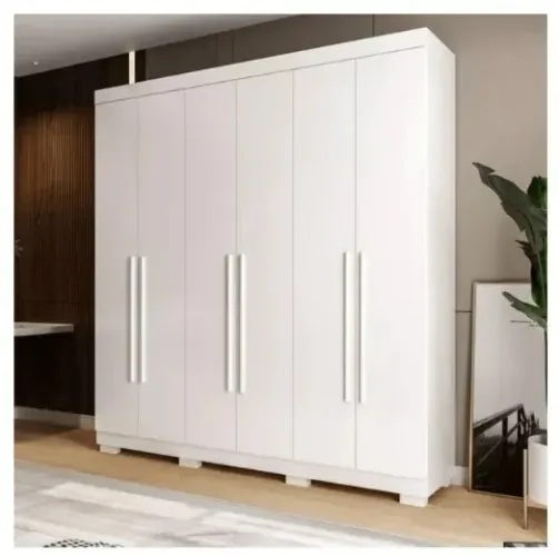 Roupeiro Agata 6 Portas Para Casal Branco/Branco - Para Pronta Entrega