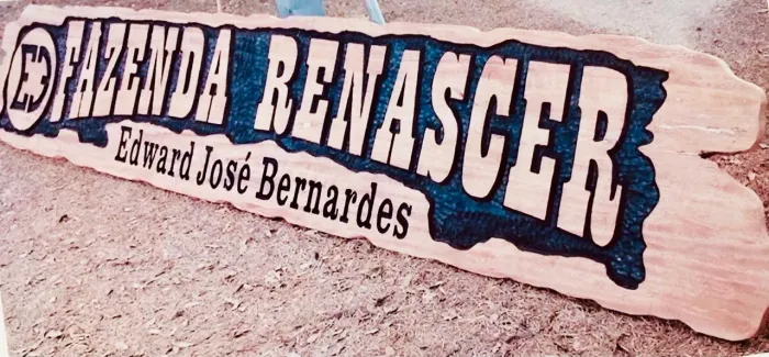 Placa Rústica entalhada em madeira 