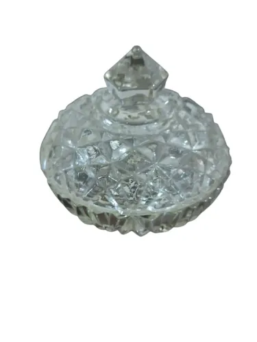 Bomboniere antiga de vidro Diamantada com Tampa