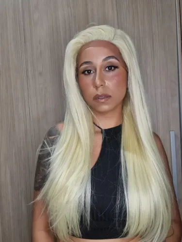 Peruca lace front lisa repartição dupla fibra futura