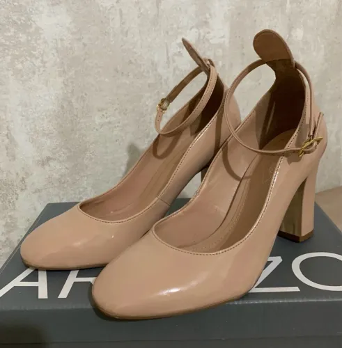 (AREZZO 34) SAPATO SCARPIN NUDE VERNIZ