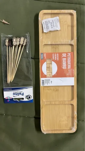 Petisqueira de Bambu + Palitos Decorativos