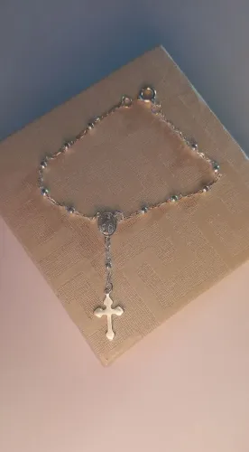 Pulseira terço de prata 925 - Nova! 