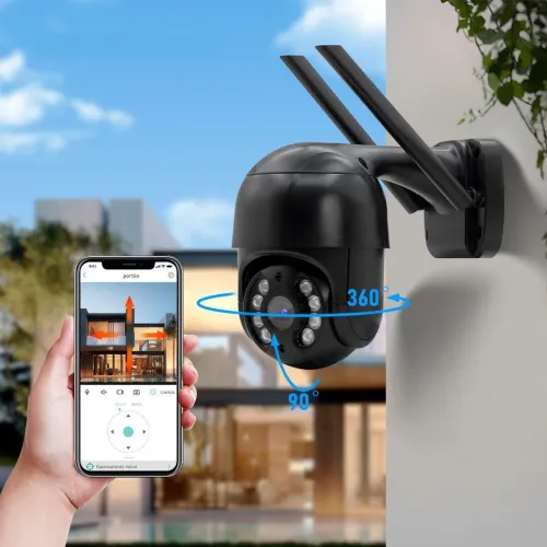 Câmera de Segurança Externa com Rotação 360° e Controle Remoto